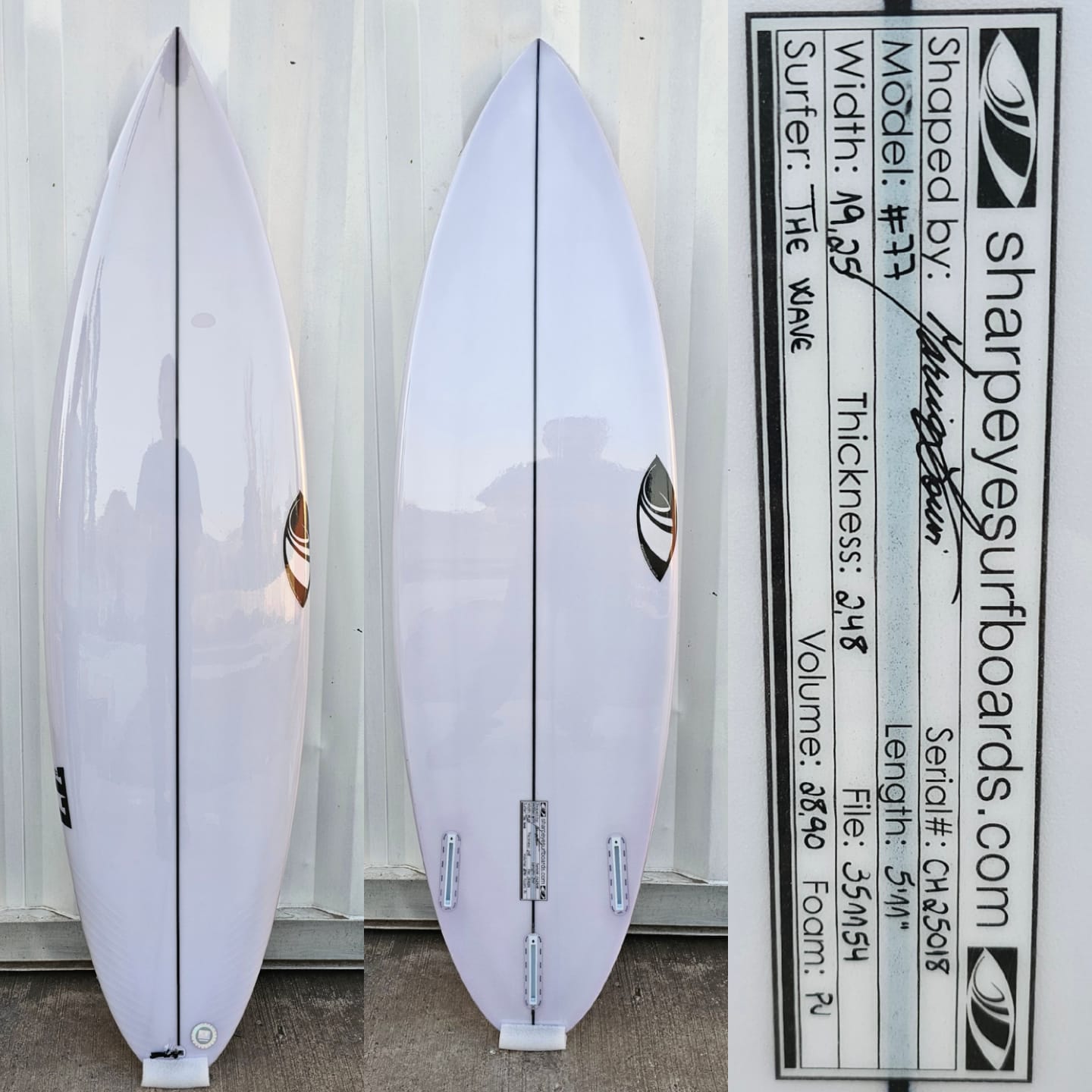 Shortboard Sharpeye modelo: #77 medidas: 5.11 x 19.25 x 2.48 x 28.90 Lts.