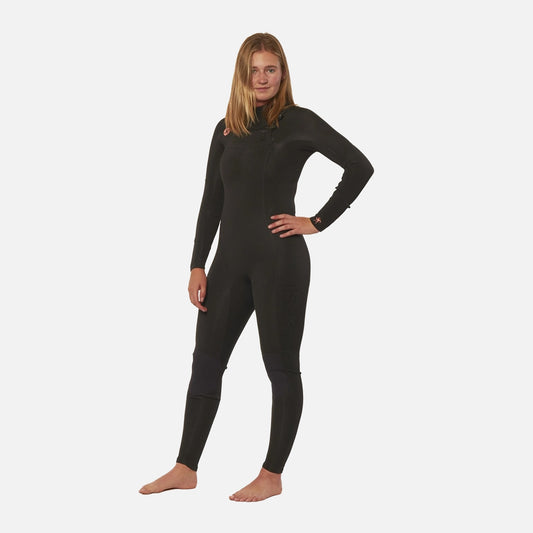 Traje de Agua Mujer Vissla Seven Seas 4-3 Chest zip full wetsuit Solid Black